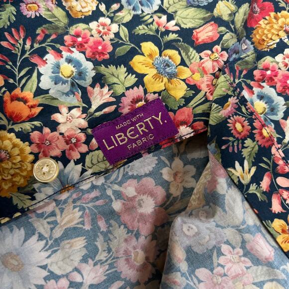 Serge Blanco Liberty Fabric Floral Shirt Navy Cotton Tailored Fit S - Picture 3 of 10